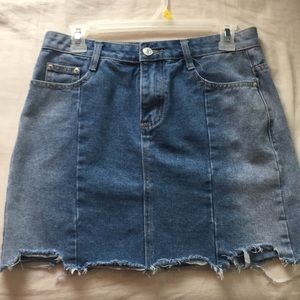 Frayed Bottom Denim Skirt